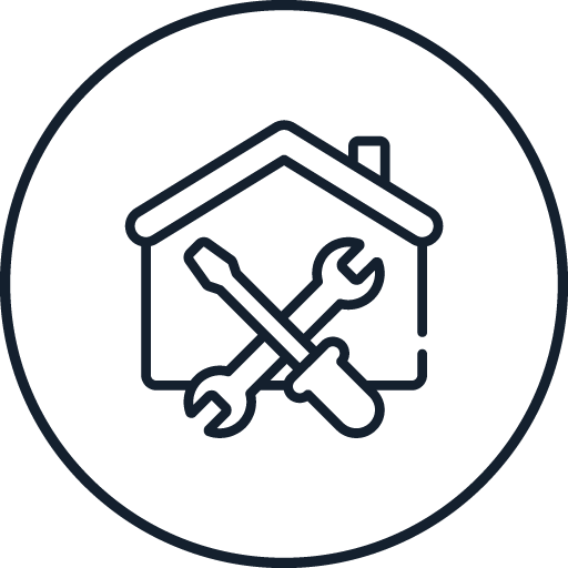 Icône de maison avec des outils